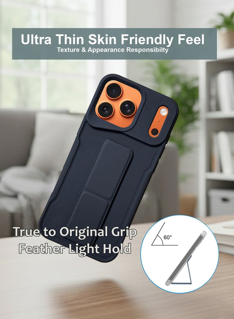 Apple iPhone 17 Pro Max Hand Grip Case Cover - Magnetic Hand Grip Holder & Kickstand Case For Apple iPhone 17 Pro Max - Strong Grip for Magnetic Car Holder, Stylish Silicone Case & Functional, Ultimate Convenience & Hands-Free Viewing - Black - Image 2